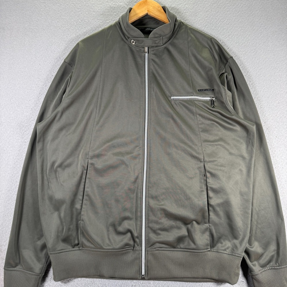 Sean John Bomber Track Jacket Mens 2XL Gray Zip Comfort Strap Band Collar Y2K